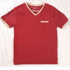 Sunday Work Clothes V-Neck Pocket T Shirt Men's Size Medium Cotton Poly Red